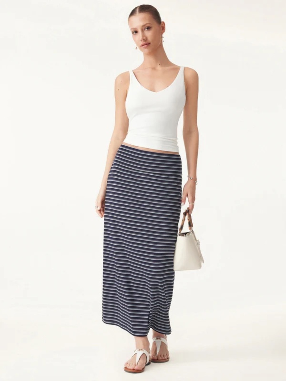 OGL Low Rise Folded Waist Striped Midi Skirt xl